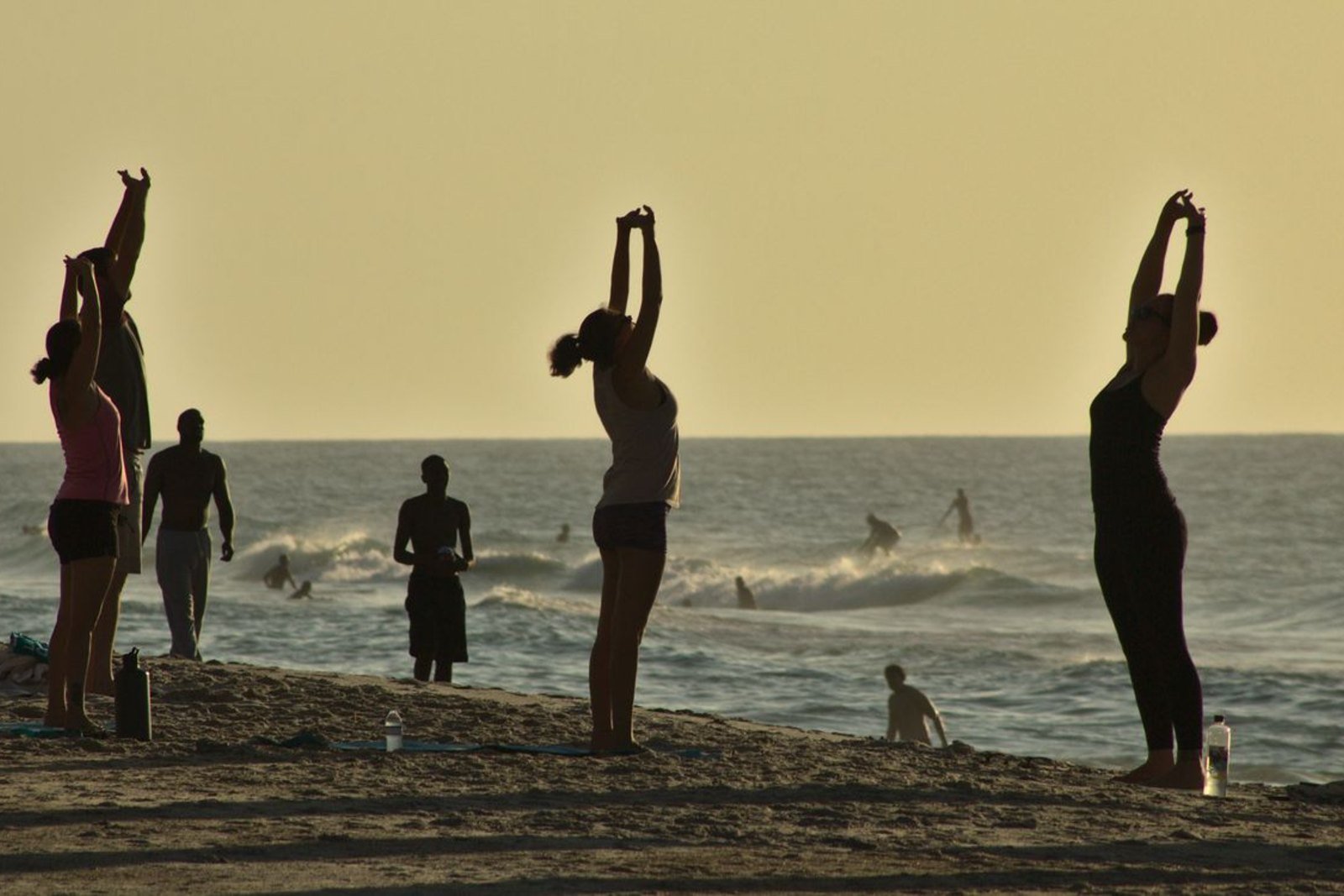 Wellness ritual and calm movement by the coast